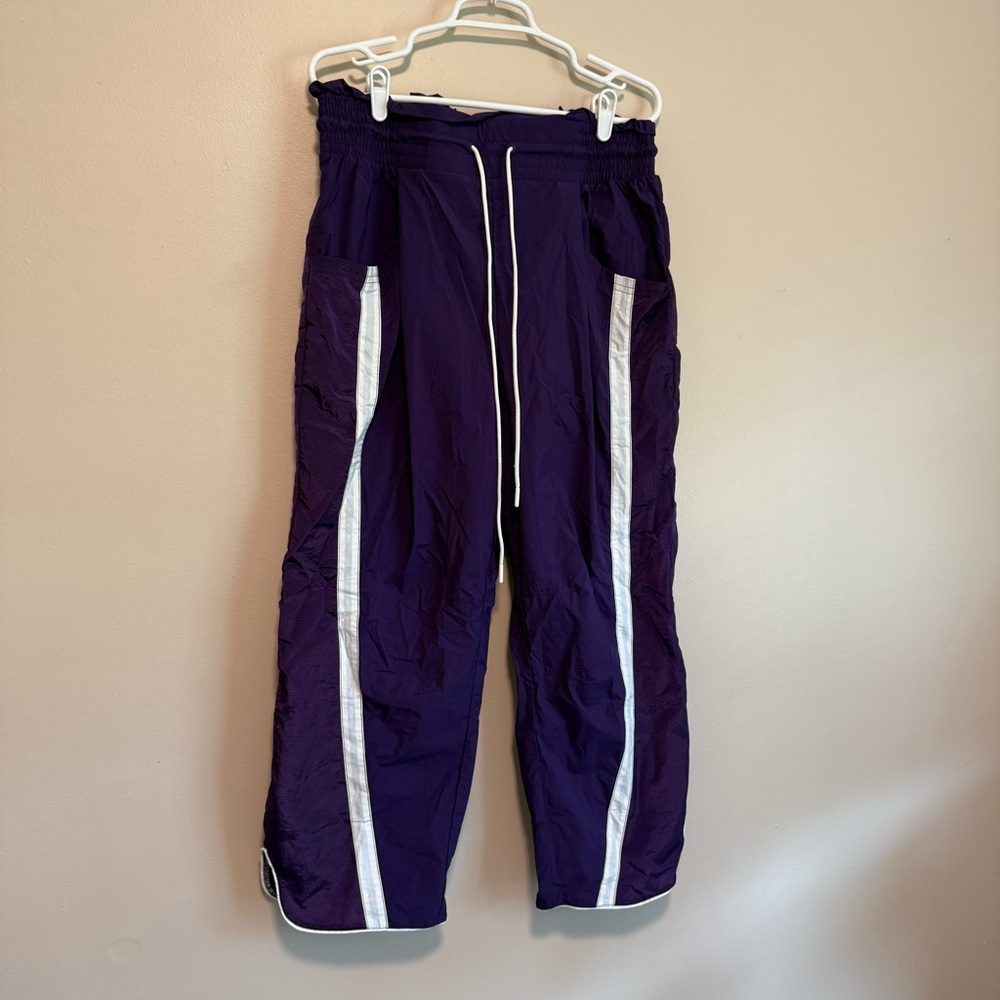 Free People Movment Purple Track Trousers with White Stripes